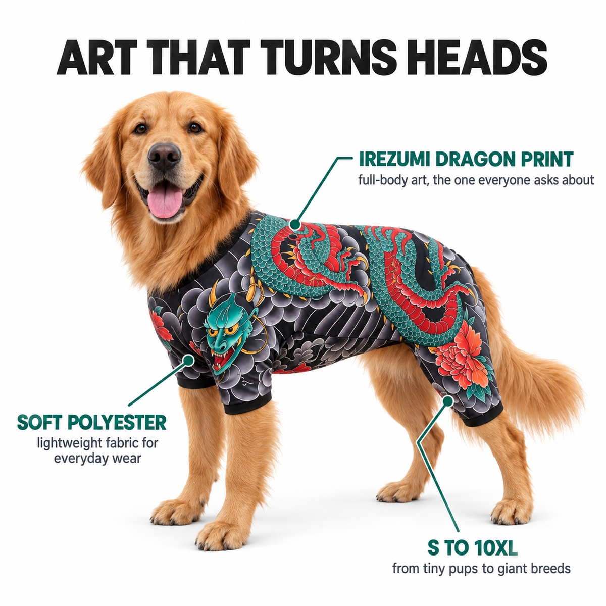 Dragon Tattoo Pet Bodysuit
